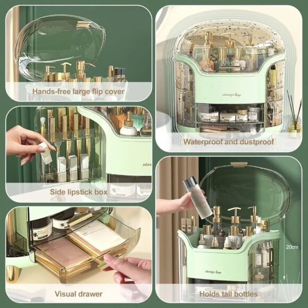 Portable White Luxury Makeup Case, Dustproof Cosmetic & Jewelry Organizer Box